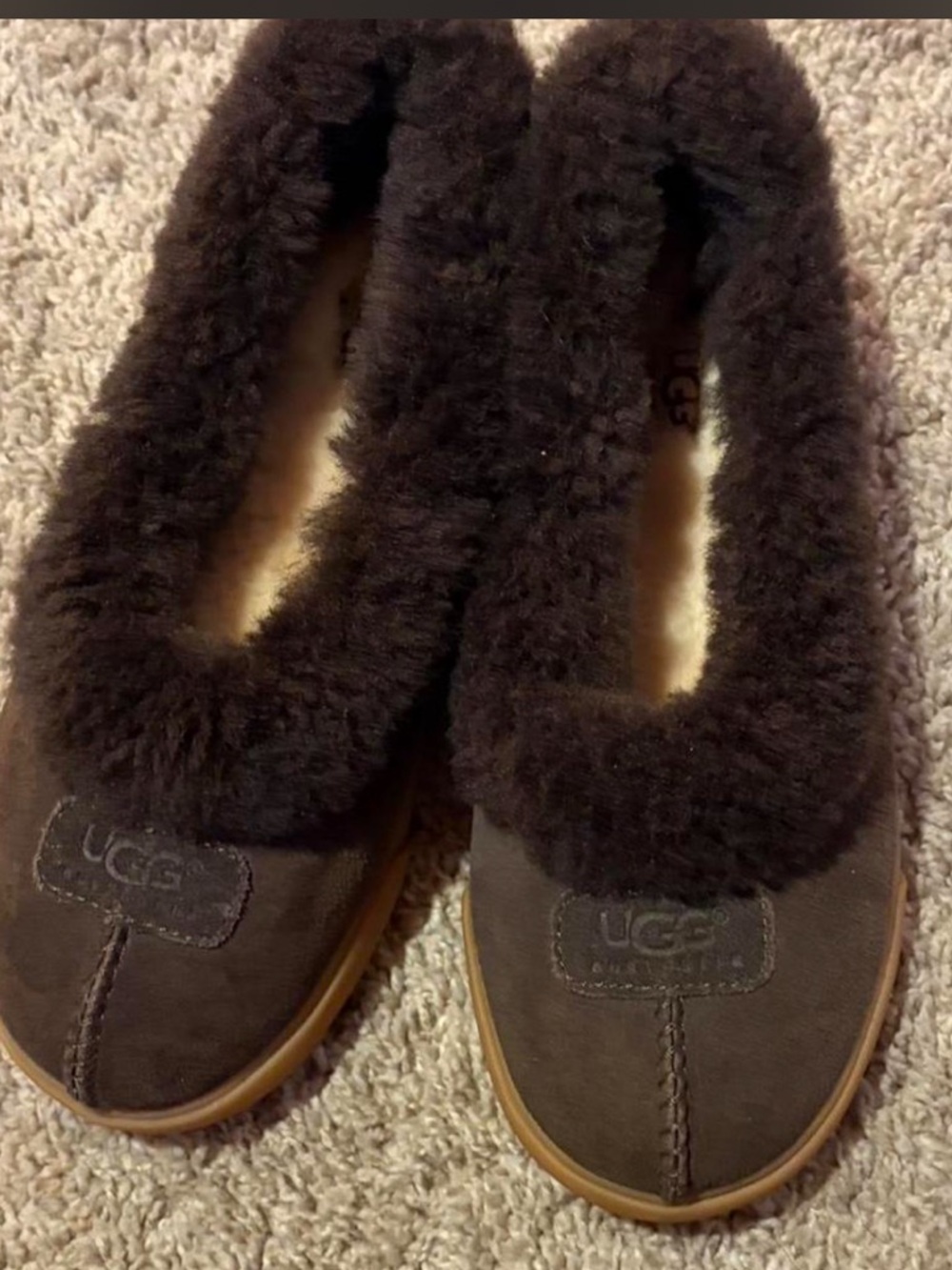 UGG Ryan brown ballet style slippers,